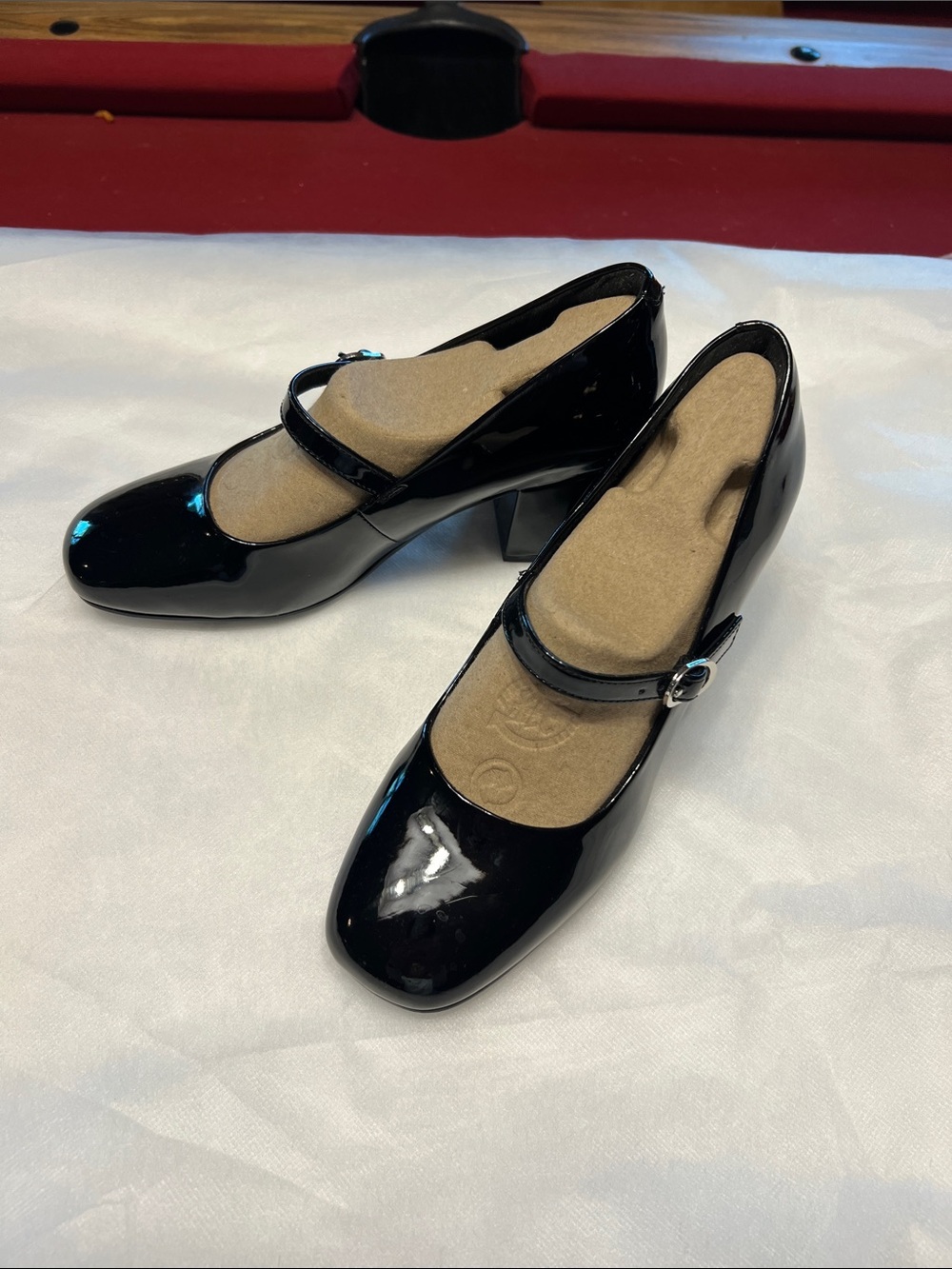 Rockport Black Patent Mary Jane Heels with Ankle Strap